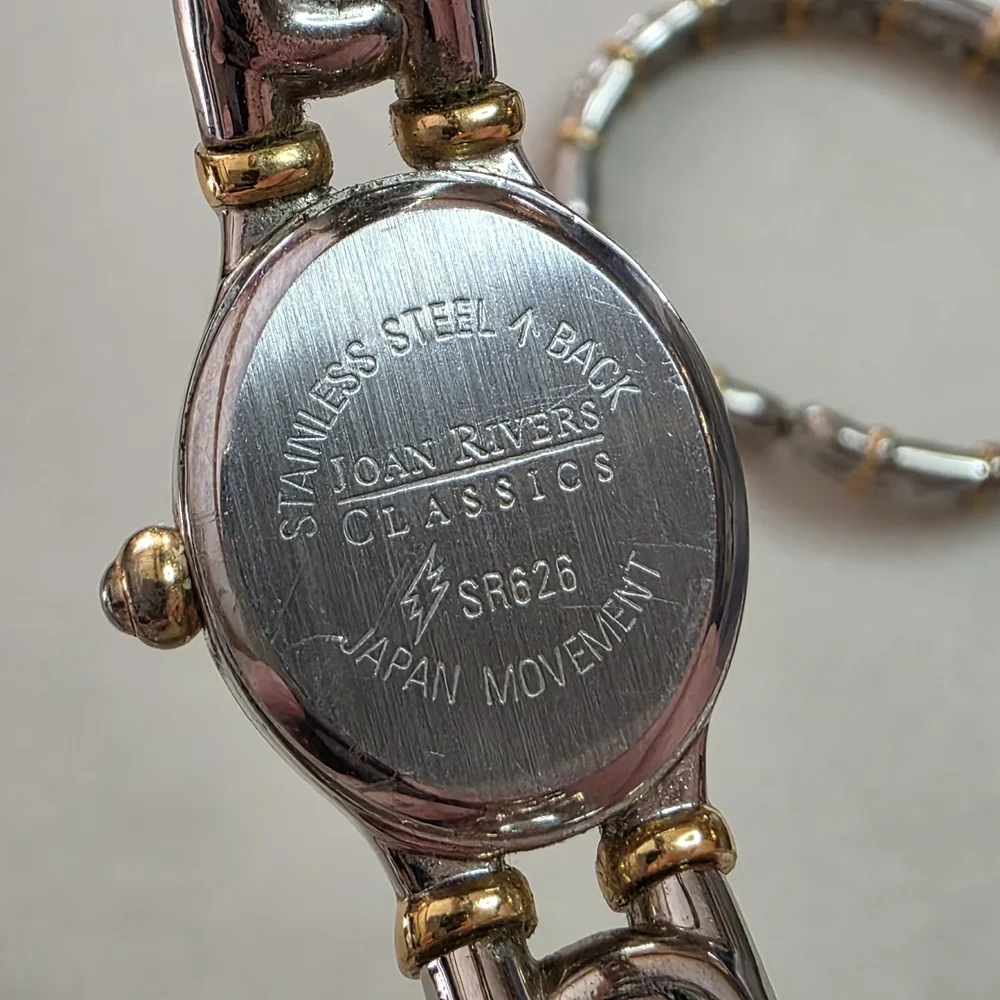 Joan Rivers Two Tone Watch Bracelet Set Stretch Band Vintage WORKS READY TO WEAR